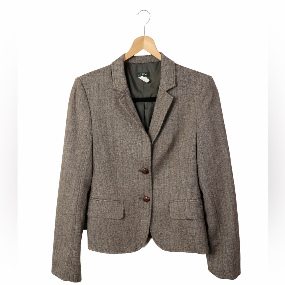 J.Crew Brown Tweed Blazer Size 6 Classic Tailored Preppy Chic Career Jacket